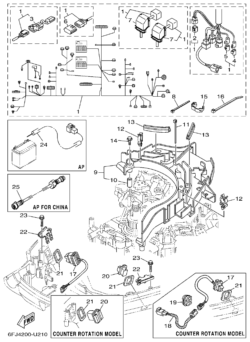 Yamaha F250HET, FL250HET ELECTRICAL 4 parts diagram